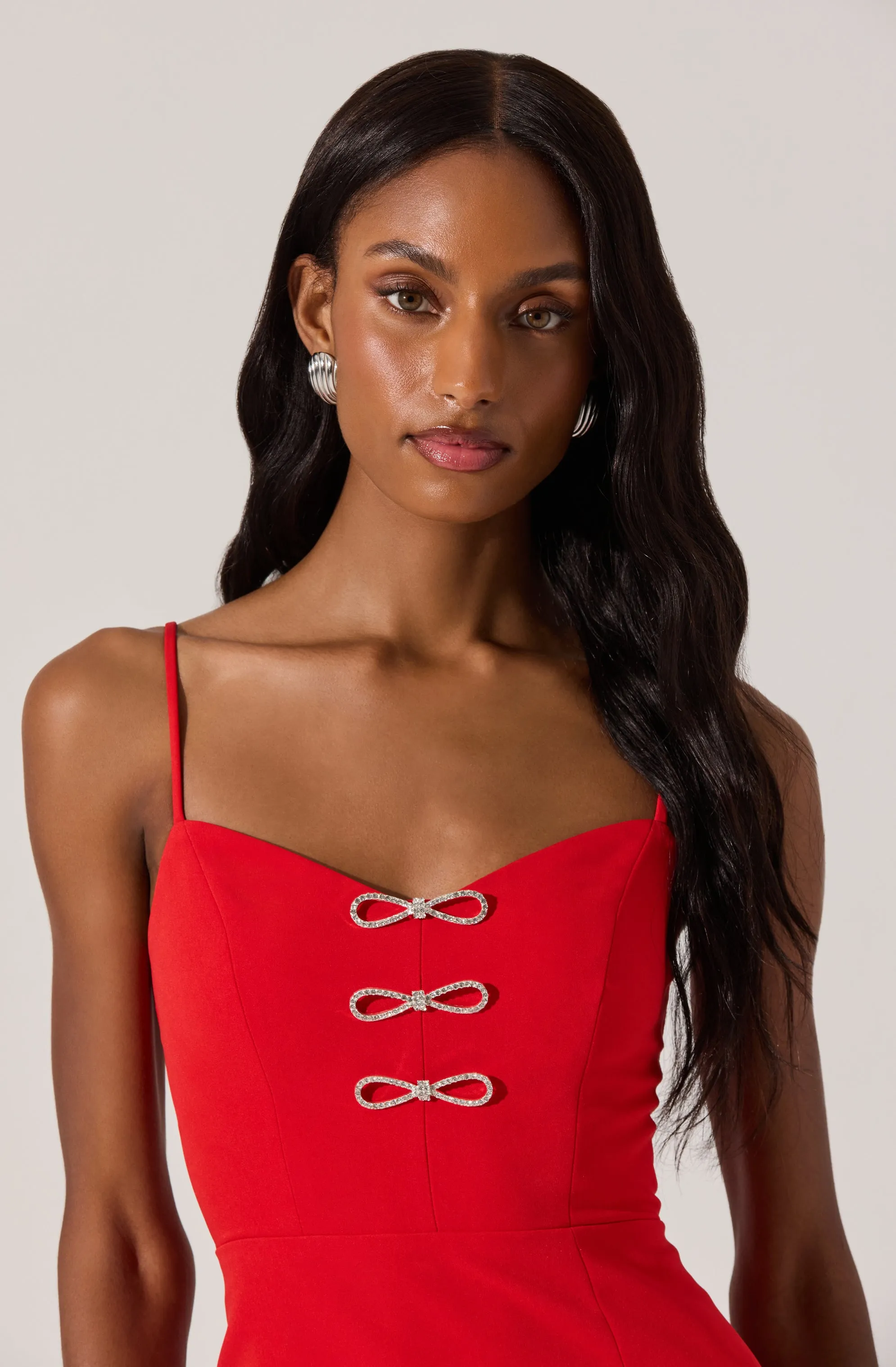 Embellished Bow Detail Midi Dress