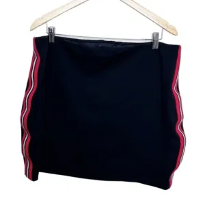 Express Women's Side Stripe Red Black Mini 90's Retro Pencil Fitted Tight Skirt