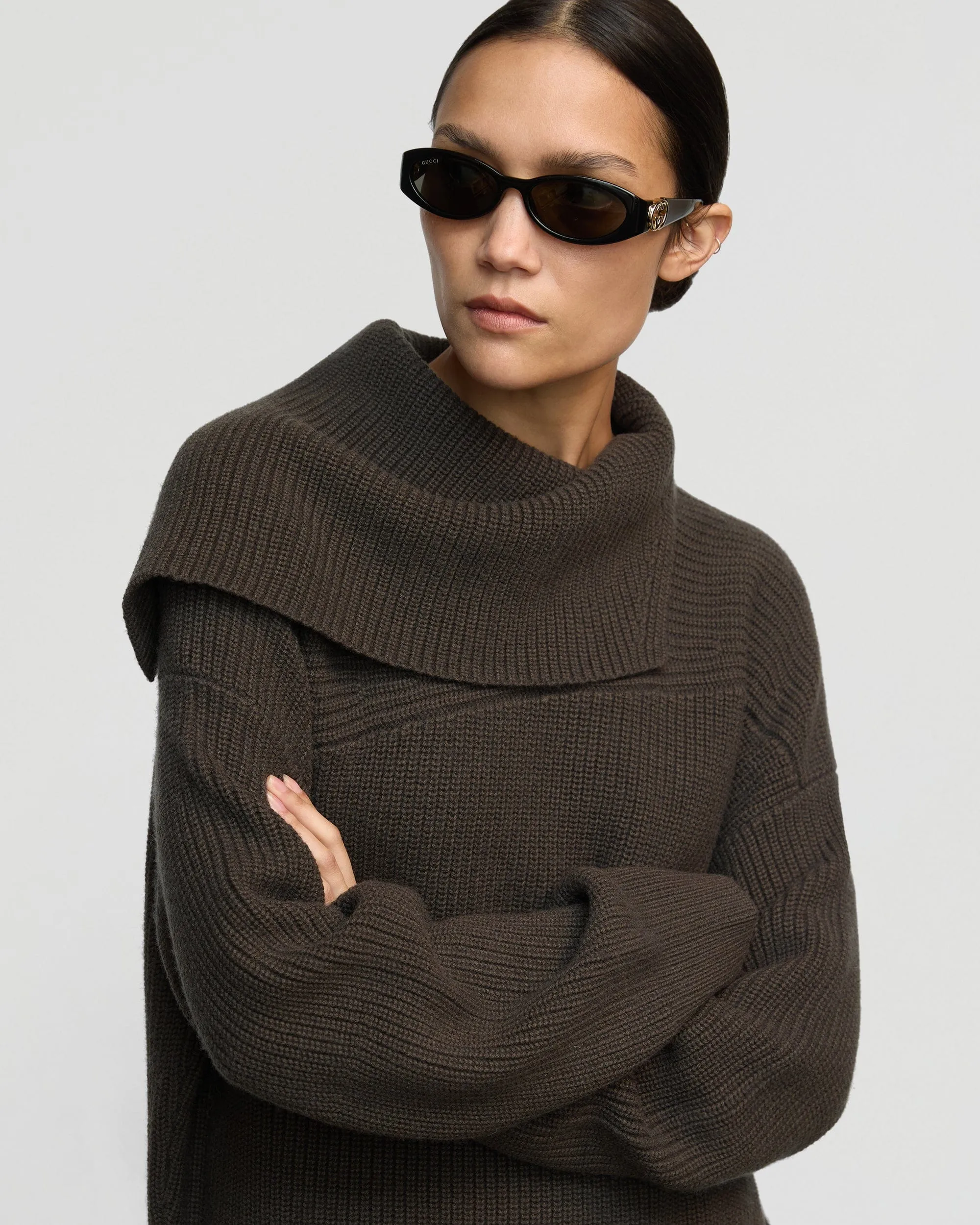 Ezra Organic Cotton-Wool Foldover-Collar Sweater