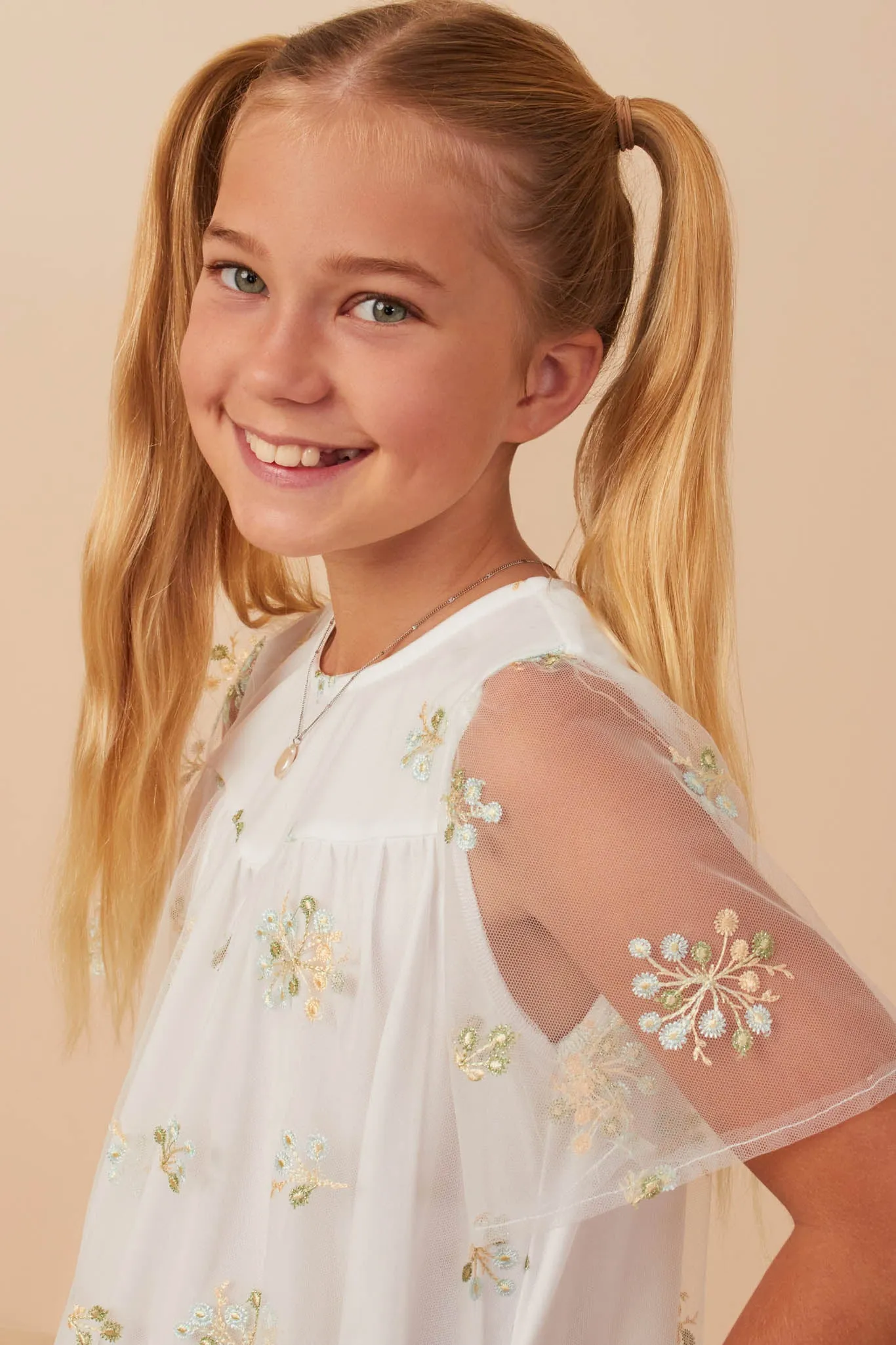 Floral Embroidered Mesh Midi Dress