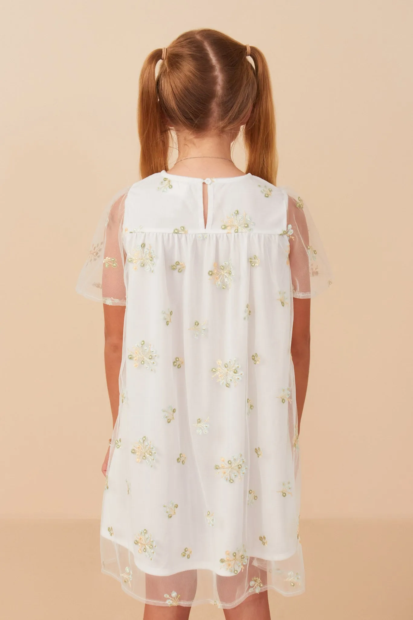 Floral Embroidered Mesh Midi Dress