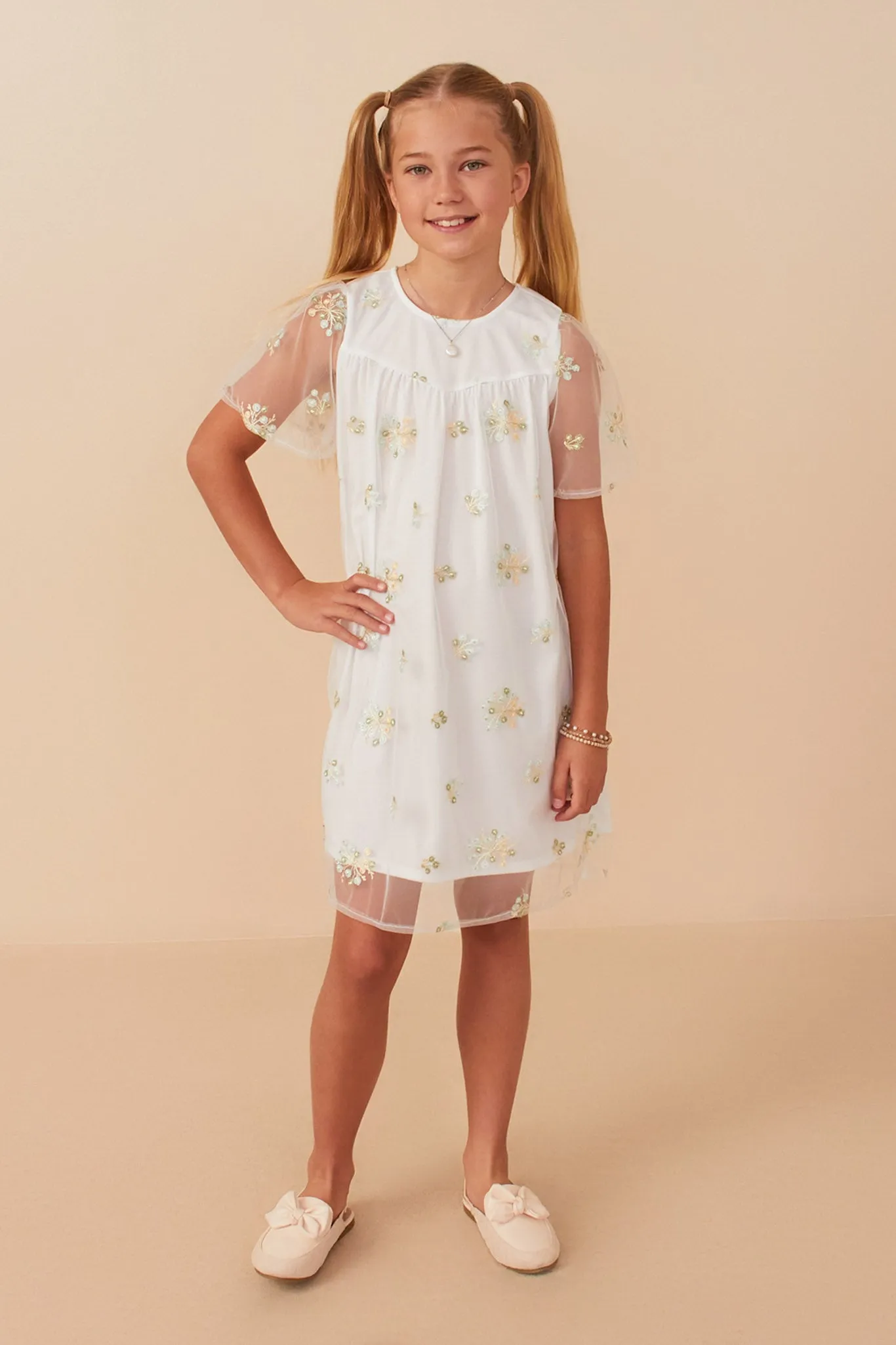 Floral Embroidered Mesh Midi Dress