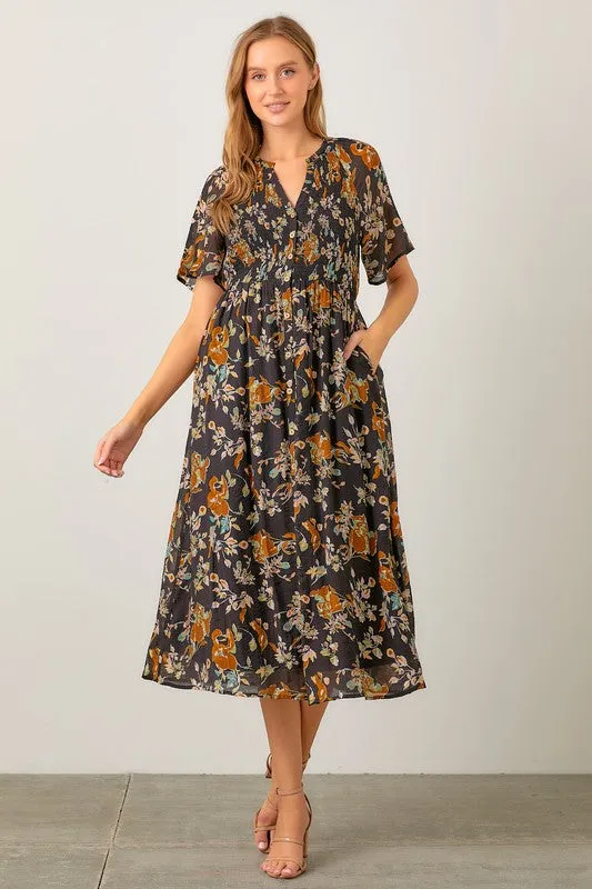 FLORAL MIDI DRESS