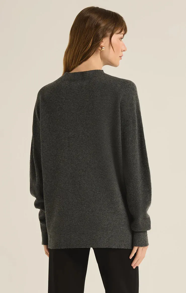 Gia Crew Neck Sweater- Charcoal Heather