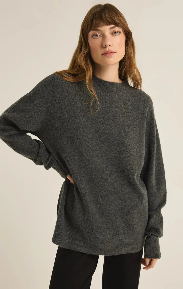 Gia Crew Neck Sweater- Charcoal Heather