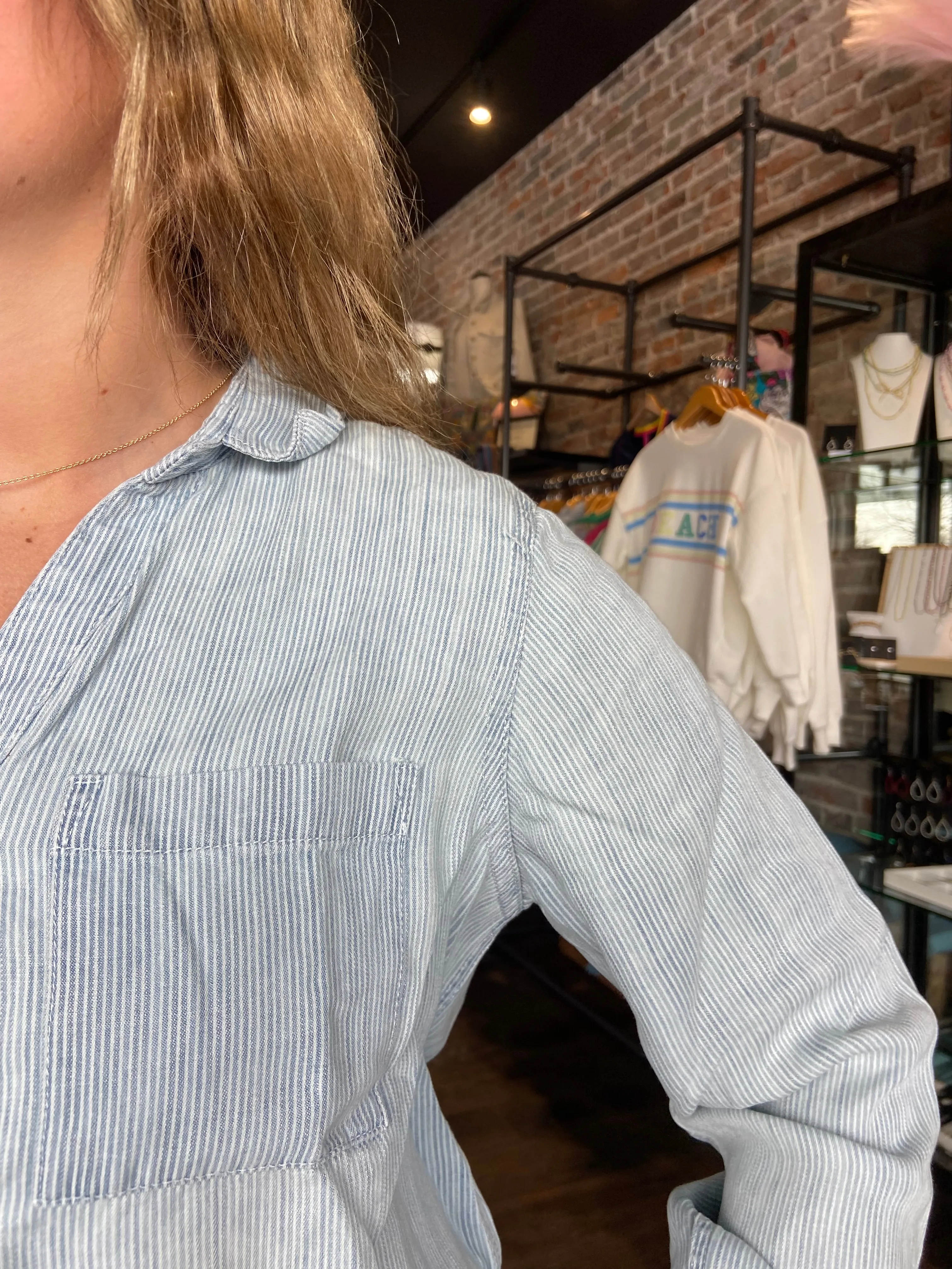 Ginger Top Mia Pinstripe