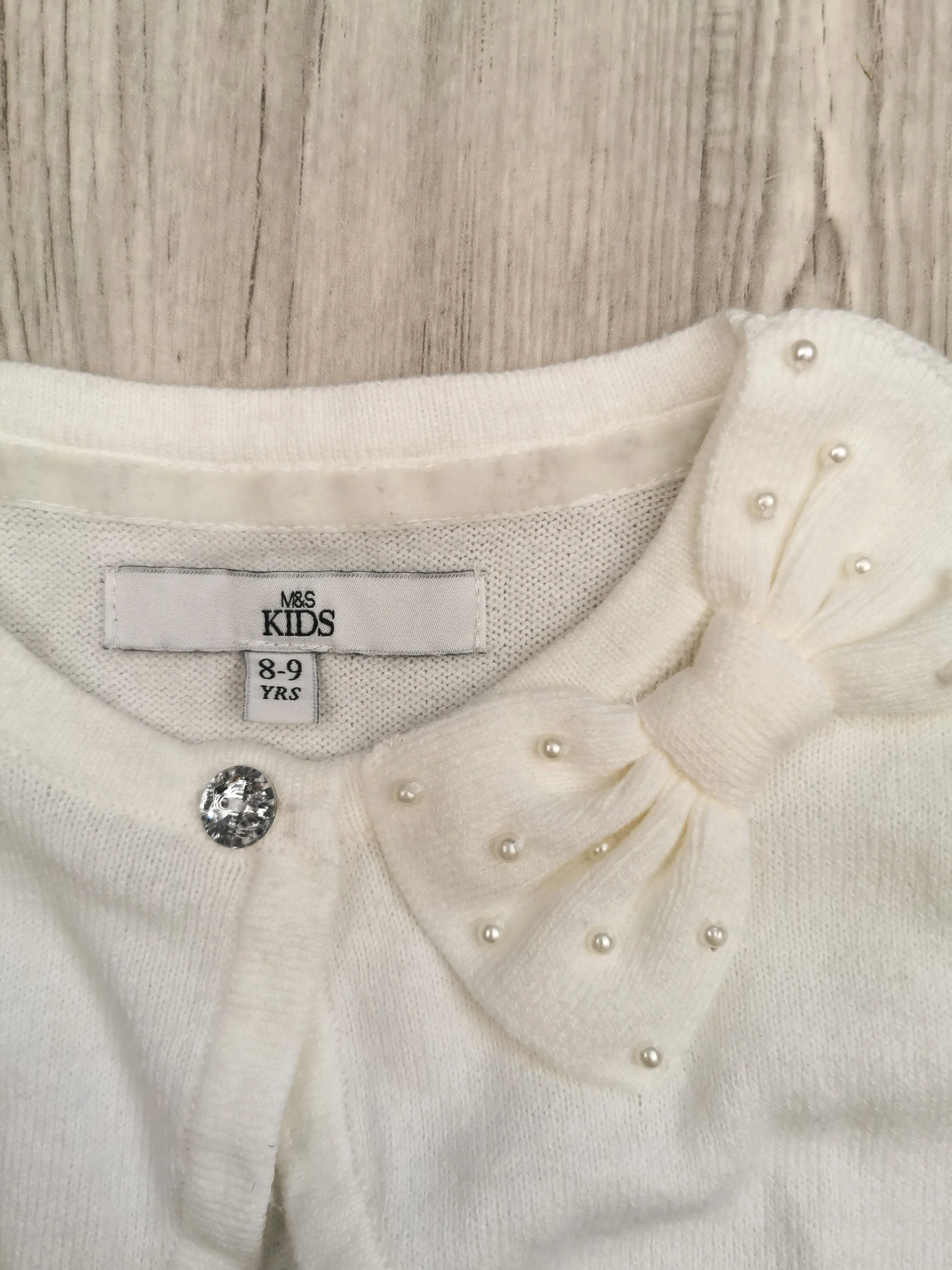 GIRL SIZE 8/9 YEARS - M&S Kids, Soft Knit Shrug, Off-White EUC B32