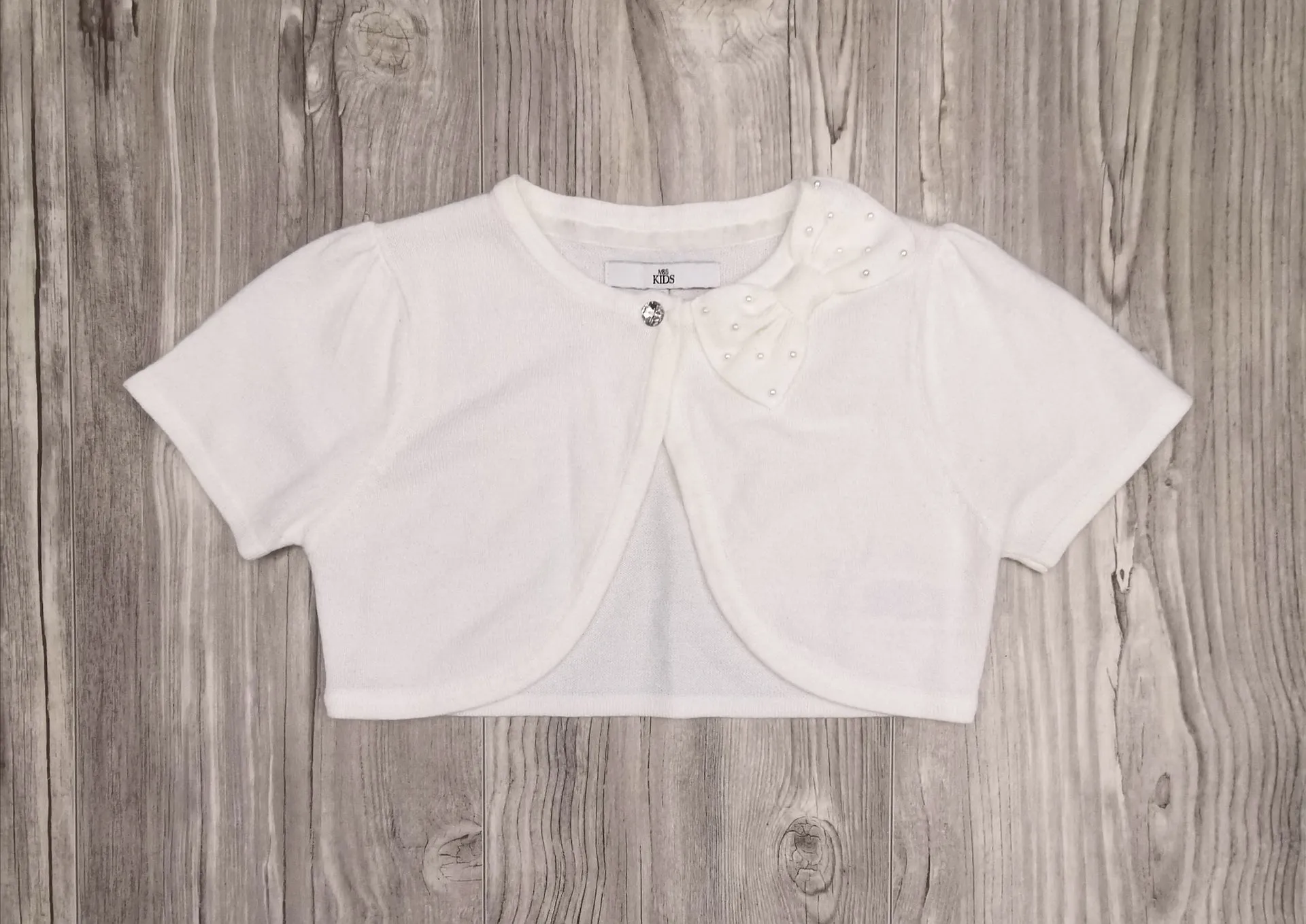 GIRL SIZE 8/9 YEARS - M&S Kids, Soft Knit Shrug, Off-White EUC B32