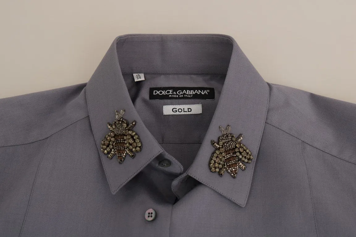 Gray Crystal Bee GOLD SLIM Fit Shirt