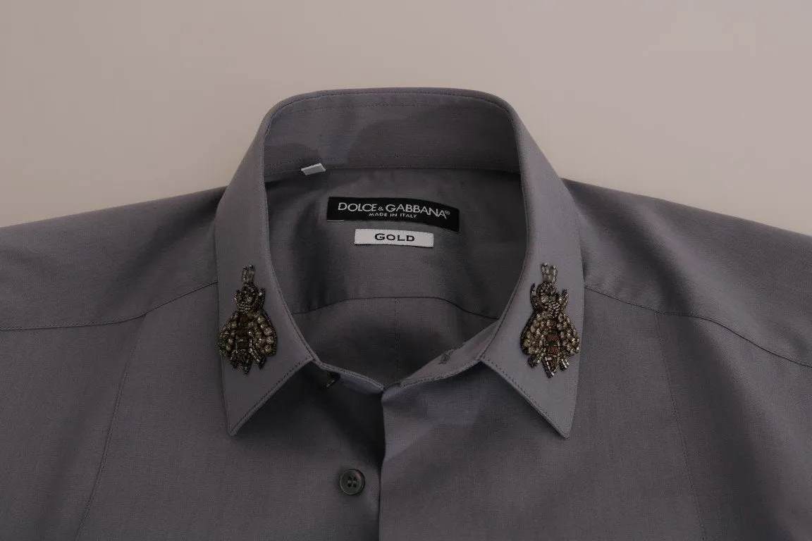 Gray Crystal Bee GOLD SLIM Fit Shirt