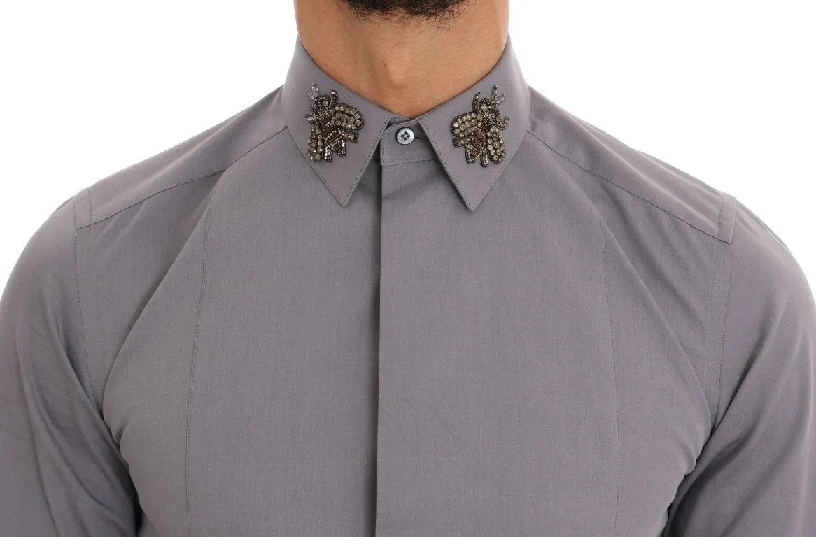 Gray Crystal Bee GOLD SLIM Fit Shirt