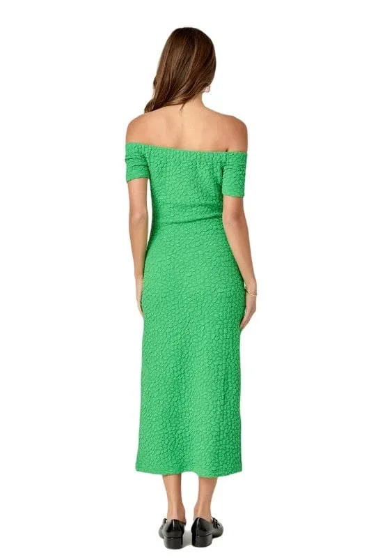 Green textured midi dress