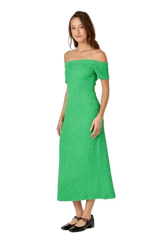 Green textured midi dress