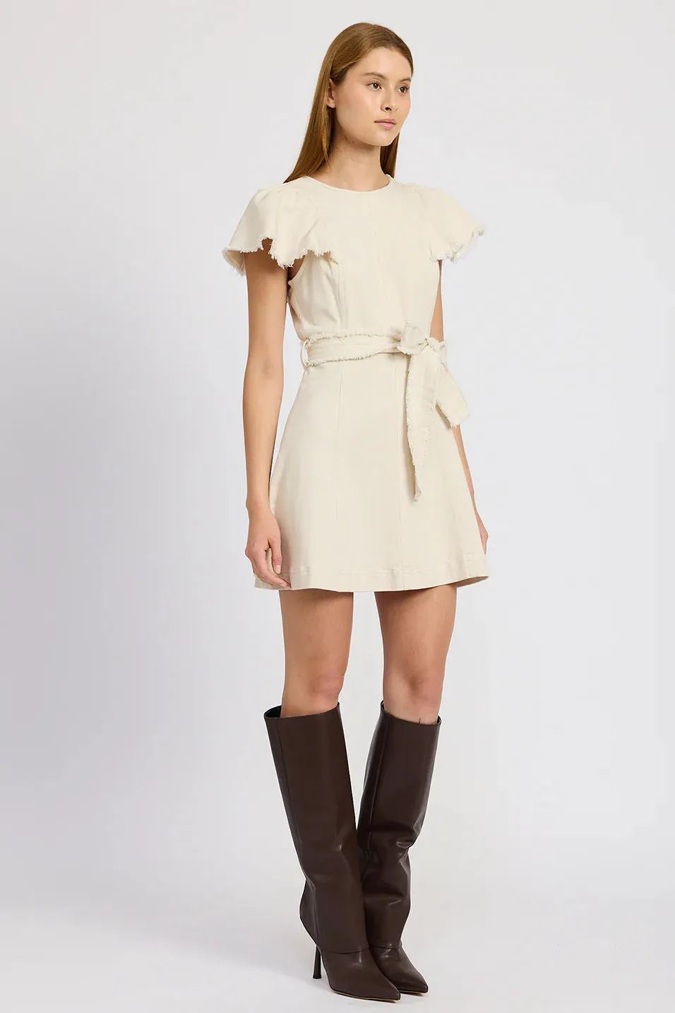 Gwendolyn Denim Mini Dress (Off White)