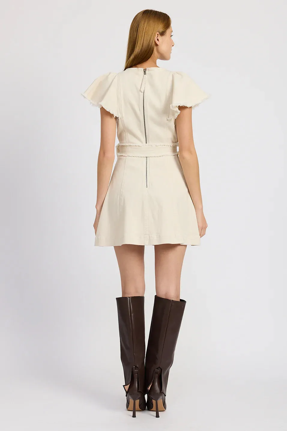 Gwendolyn Denim Mini Dress (Off White)