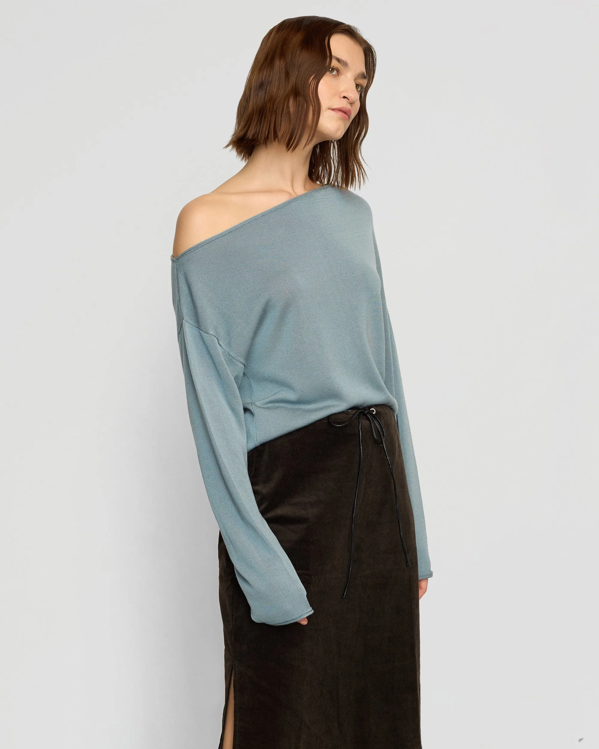 Hachi Tencel-Wool Off-Shoulder Sweater
