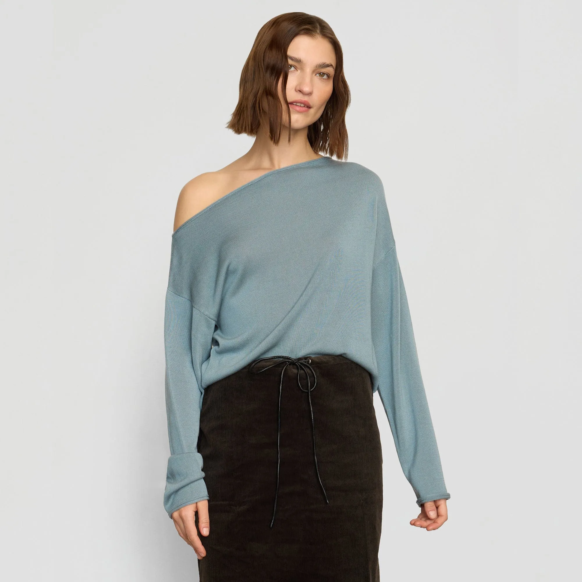 Hachi Tencel-Wool Off-Shoulder Sweater