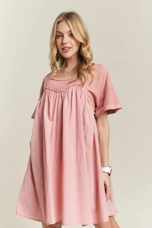 Hazel Blues® |  ADORA Round Neck Half Sleeve Babydoll Dress