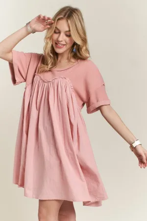 Hazel Blues® |  ADORA Round Neck Half Sleeve Babydoll Dress