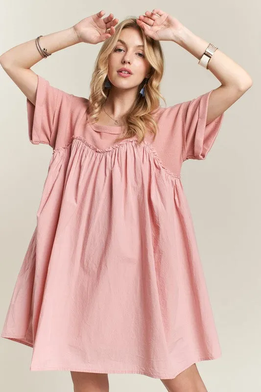 Hazel Blues® |  ADORA Round Neck Half Sleeve Babydoll Dress