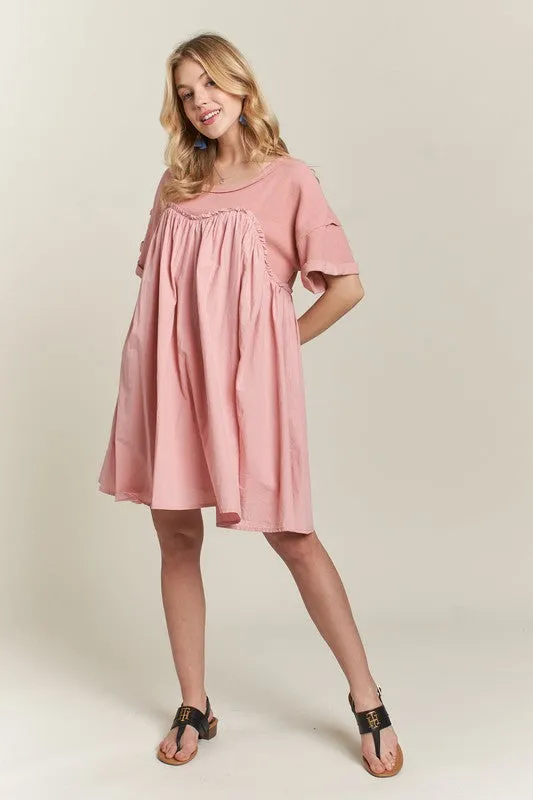 Hazel Blues® |  ADORA Round Neck Half Sleeve Babydoll Dress