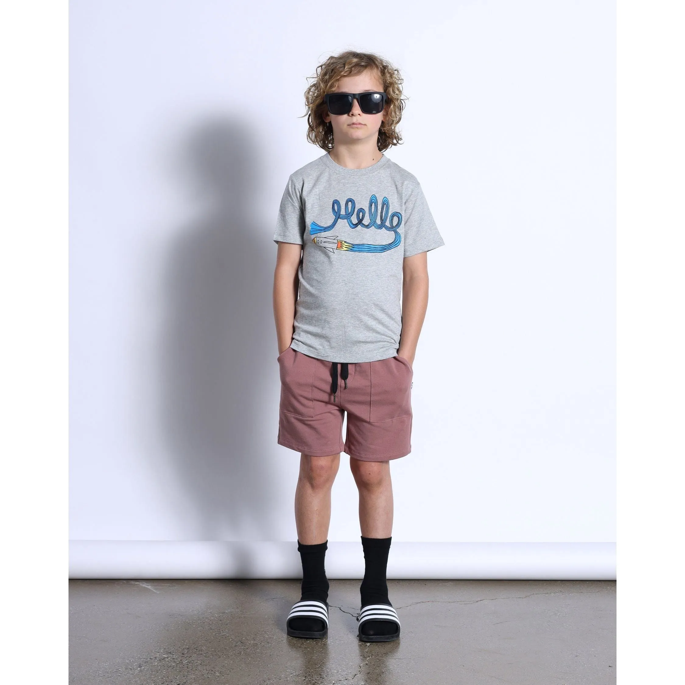 Hello Rocket Tee- Grey Marle