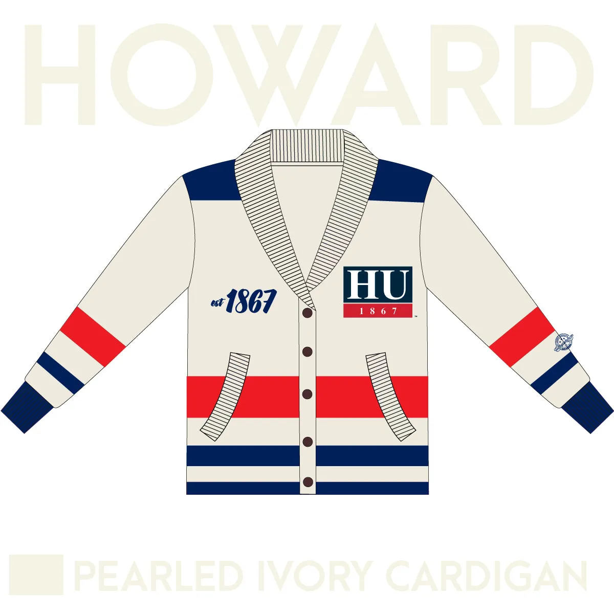 HOWARD UNIVERSITY Cardigan PEARLED IVORY