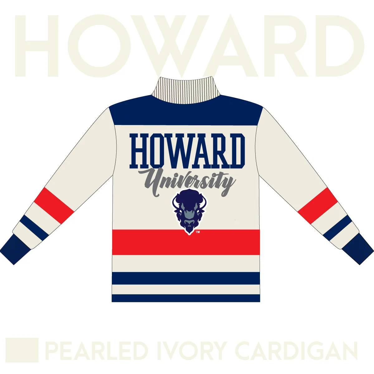 HOWARD UNIVERSITY Cardigan PEARLED IVORY