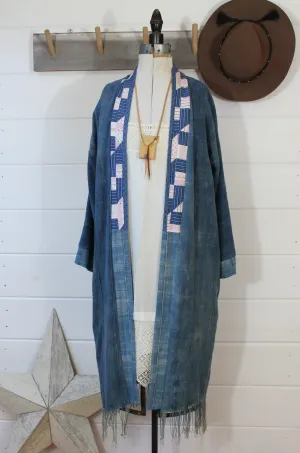 Indigo Quilt Back Duster Jacket
