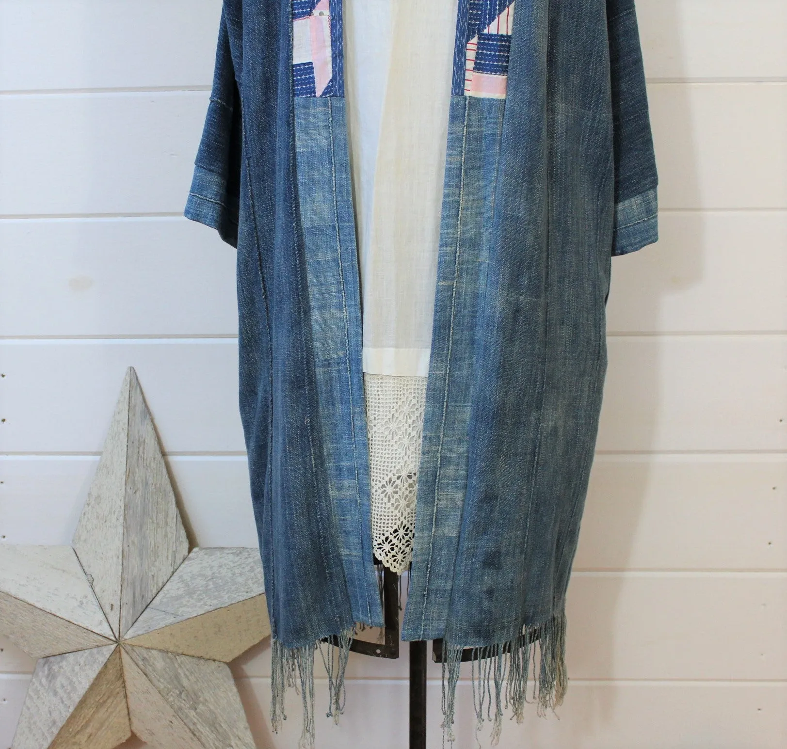 Indigo Quilt Back Duster Jacket