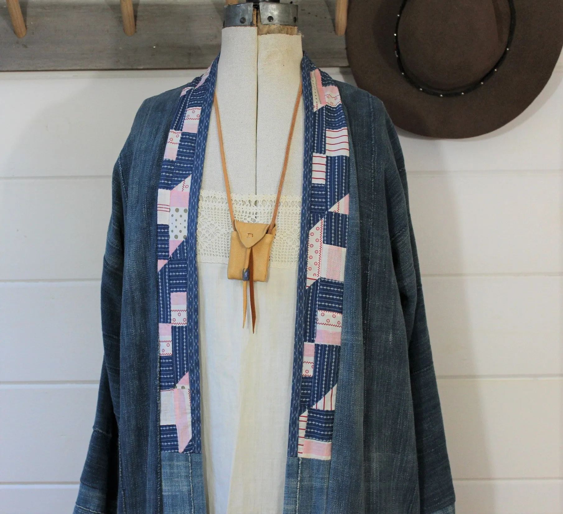 Indigo Quilt Back Duster Jacket