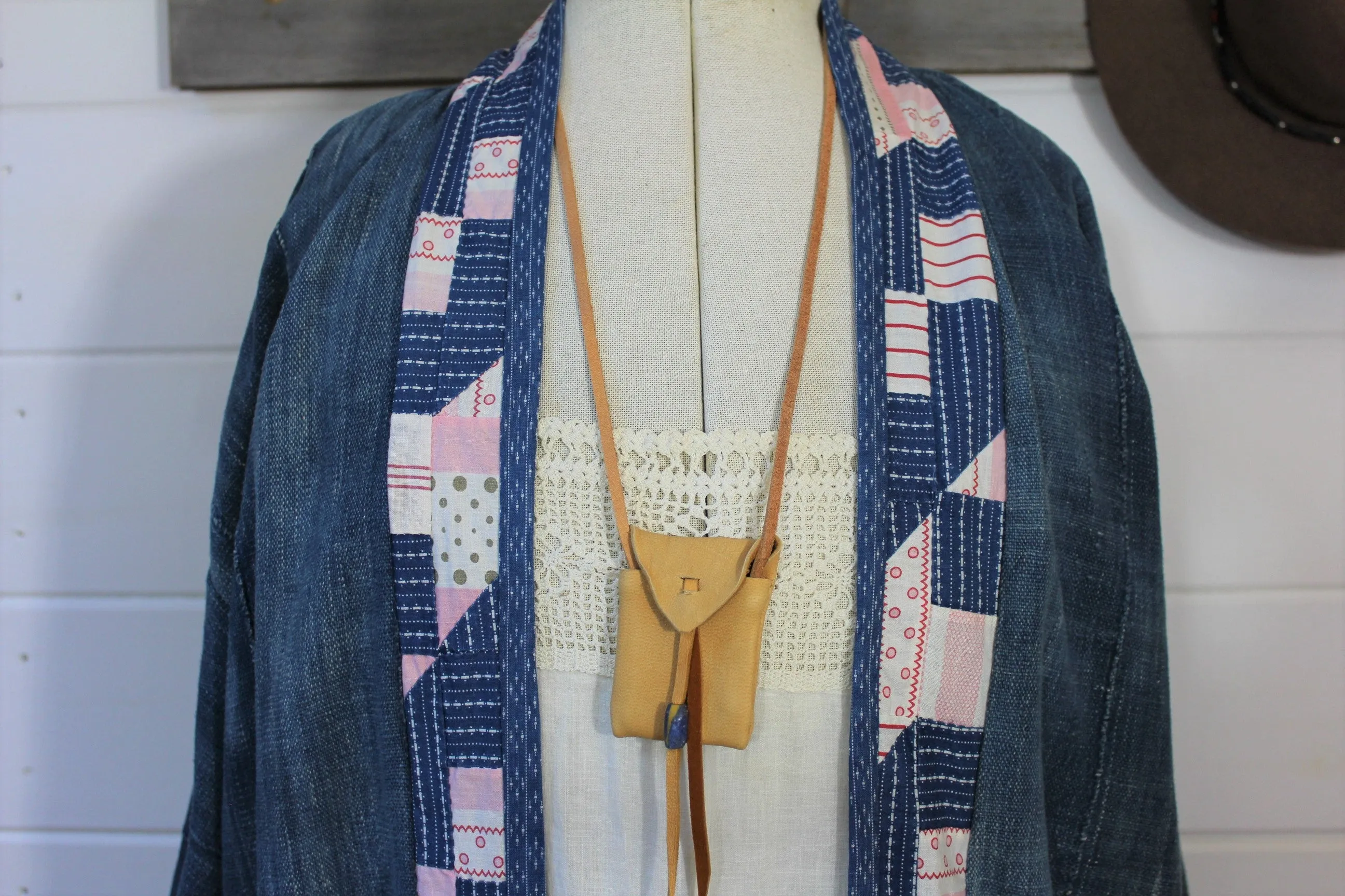 Indigo Quilt Back Duster Jacket