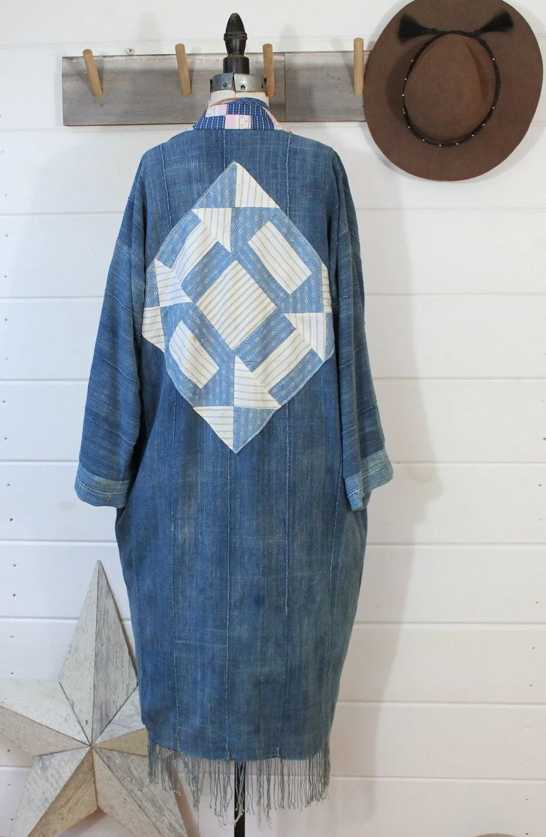 Indigo Quilt Back Duster Jacket