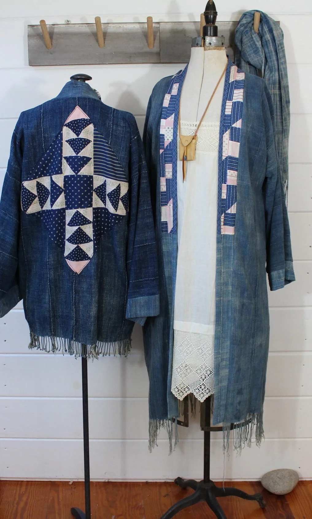Indigo Quilt Back Duster Jacket