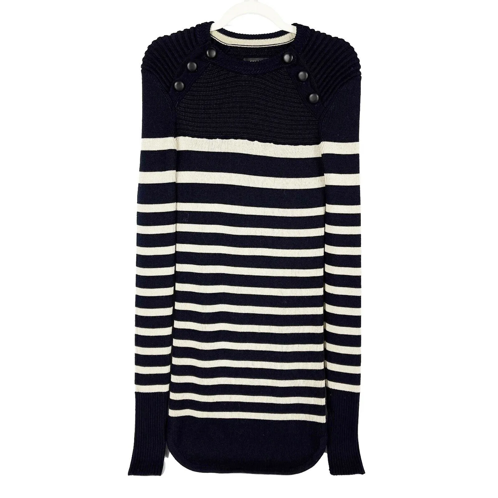 ISABEL MARANT - Hatfield Striped Merino Wool-blend Long Sweater/Tunic - 36 US S