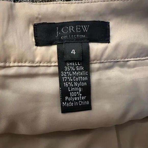 J. Crew Collection sparkly taupe floral pencil skirt size 4