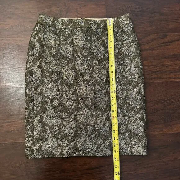 J. Crew Collection sparkly taupe floral pencil skirt size 4
