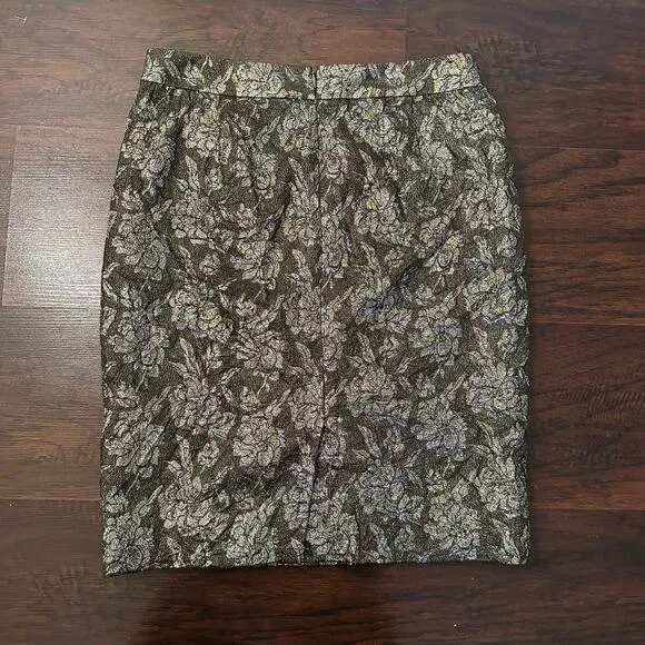 J. Crew Collection sparkly taupe floral pencil skirt size 4
