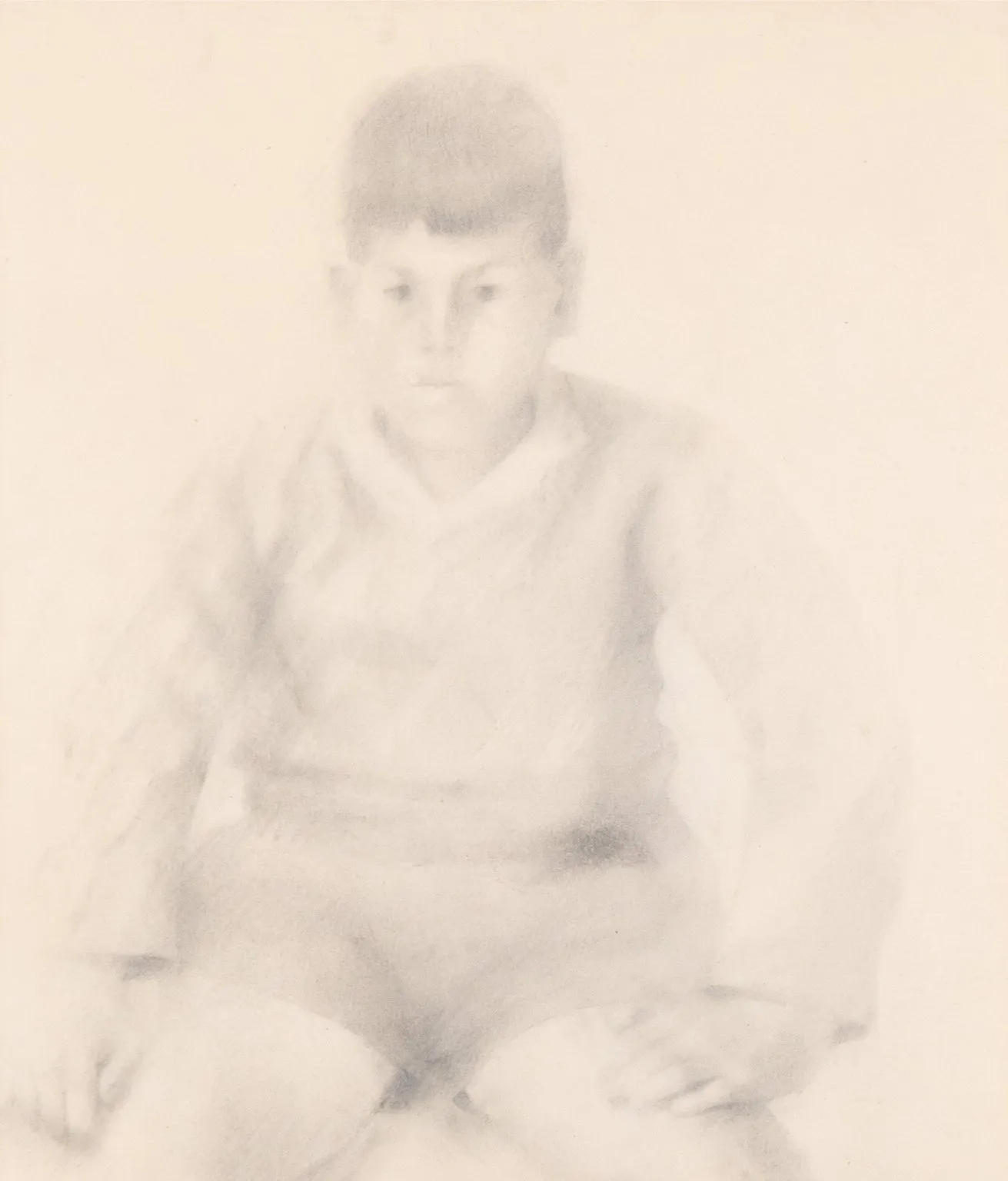 JACK CHAMBERS "STUDY OF A YOUNG BOY" GRAPHITE ON PAPER, 1958