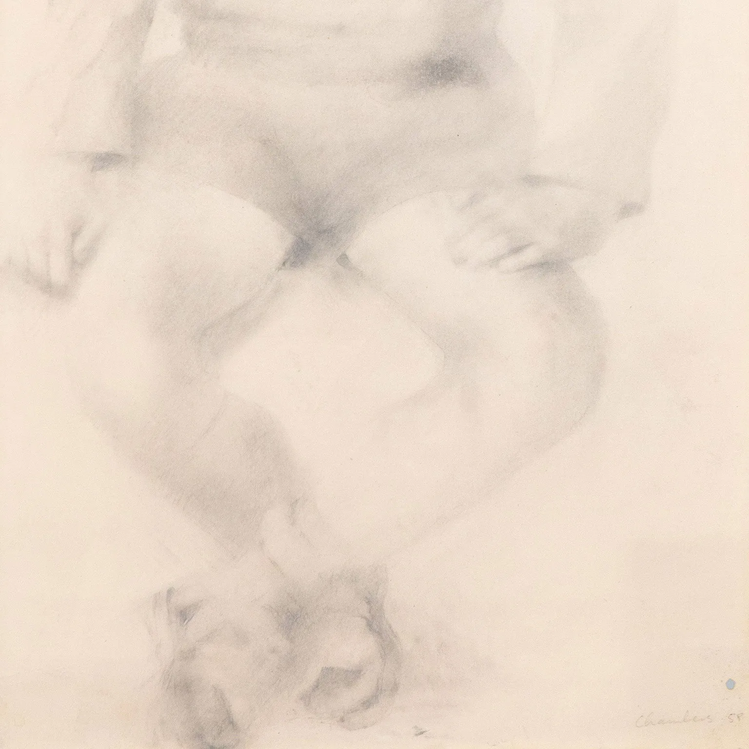 JACK CHAMBERS "STUDY OF A YOUNG BOY" GRAPHITE ON PAPER, 1958