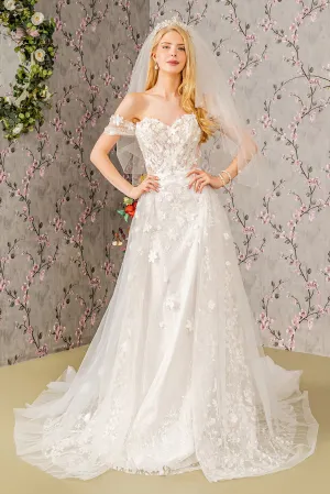 Jewel Glitter Sheer Bodice Mesh A-line Long Dress w/ Long Mesh Cape
