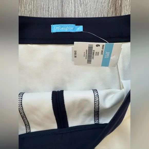 J.Mclaughlin ~ Women's Marf Skirt Mid-Length Pencil Ivory / blue trim Size 6 NWT