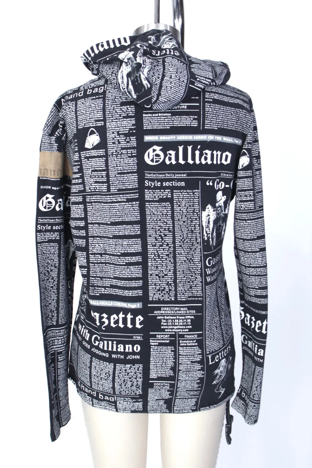 John Galliano Newspaper Print Hoodie