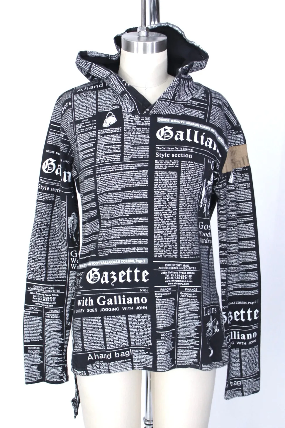 John Galliano Newspaper Print Hoodie