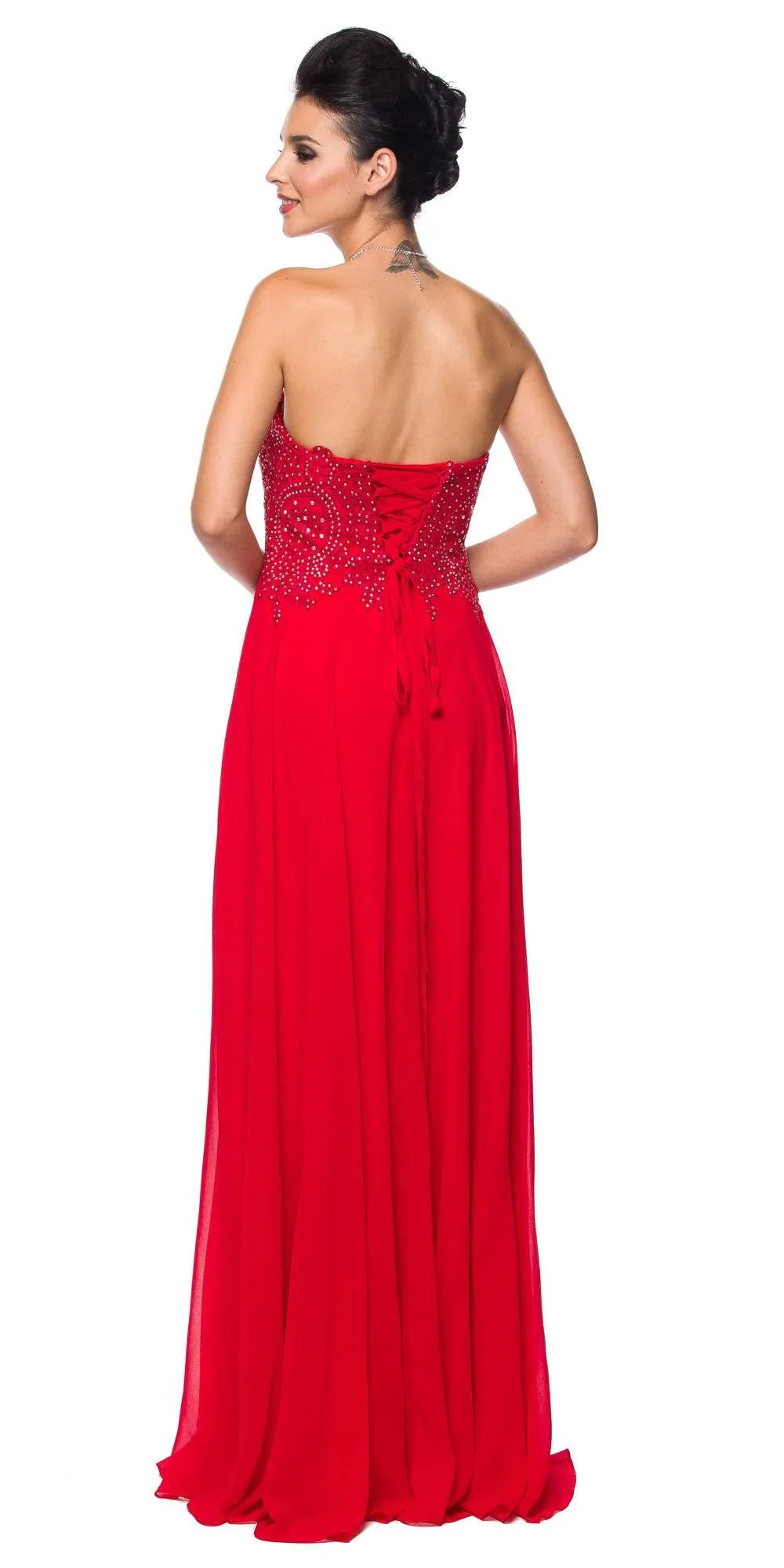 Juliet 626 Strapless A-Line Dress Appliqued Bodice