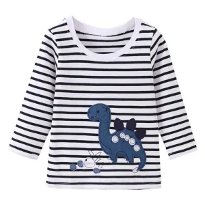 Jumping Meters Dinosaur Print Cotton T-shirts for Girls and Boys