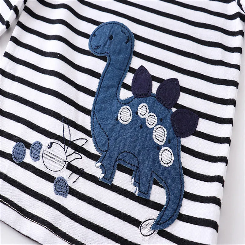 Jumping Meters Dinosaur Print Cotton T-shirts for Girls and Boys