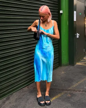 Juvina Midi Dress in Satin Watercolour Tosca