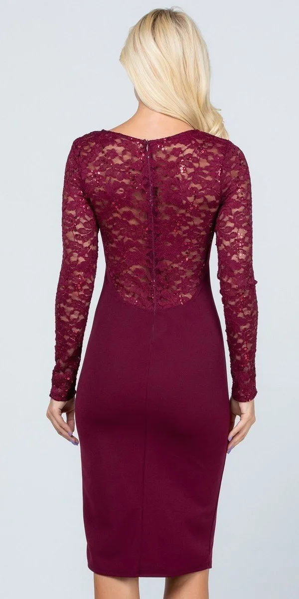 La Scala 25664 Long Sleeved Knee-Length Cocktail Dress