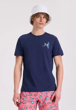 Lacivert Baskılı Bisiklet Yaka Pamuklu Regular Fit Erkek T-Shirt WMCHEST LOBSTER